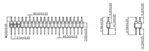 Gold Plated 2.54mm Male 40 Pin Single Row Straight Round Pin Header Strip