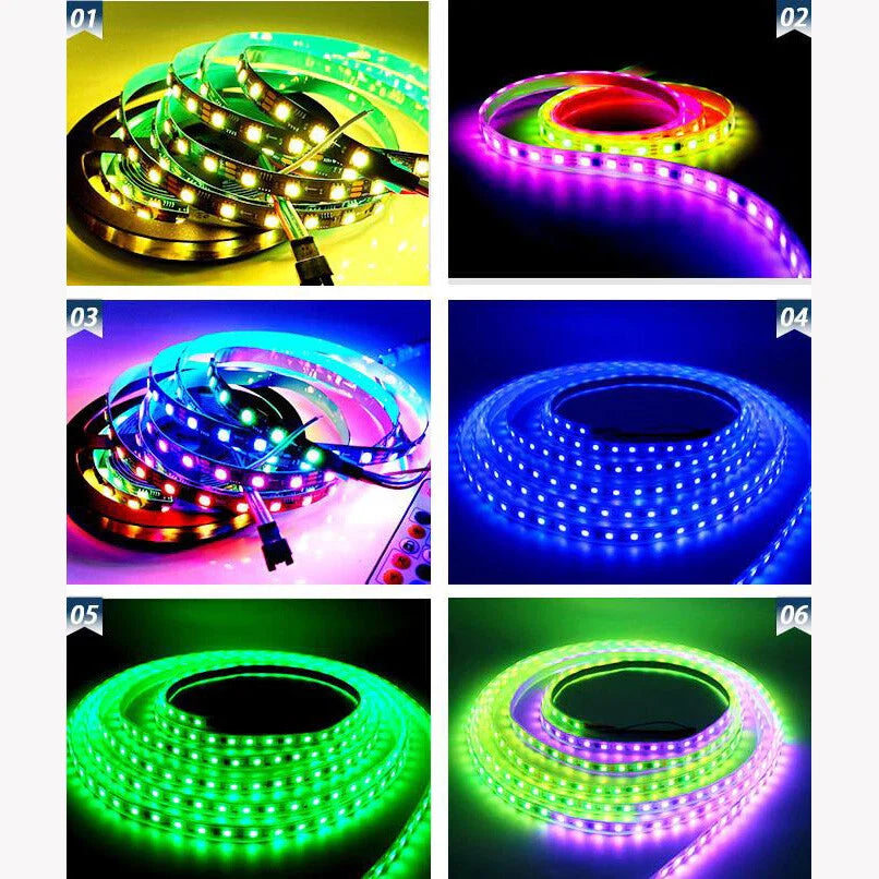 12v Ws2811 Led Strip Lights, Rgb Led Pixel Strip 5m 300 Leds Ip30 Addressable Intelligent Led Light Strip For Advertising Decoration Diy Projects With Remote And 5v 2a Power Supply