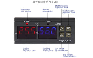 STC-3028 Temperature Control 12V Digital Display Temperature and Humidity Controller Meter with Integrated Sensor