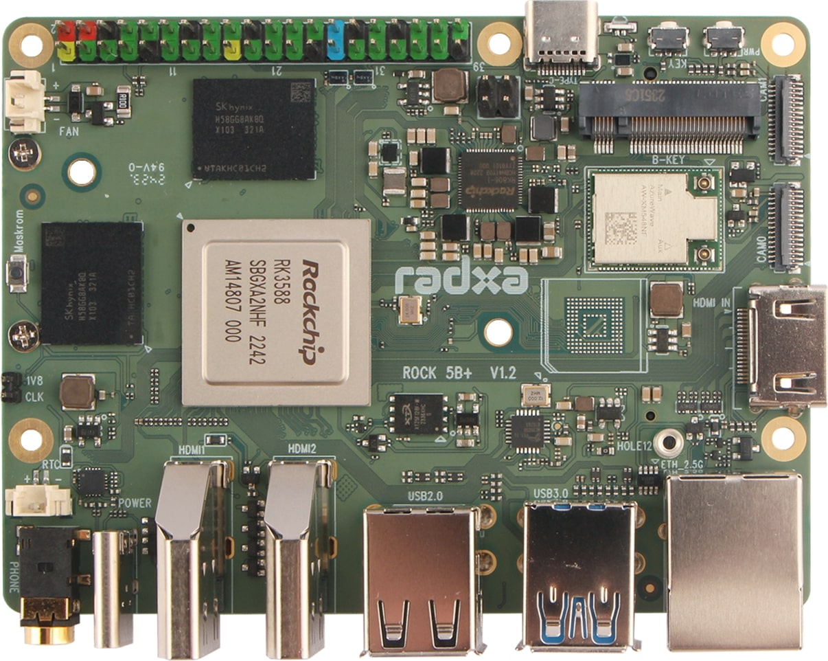 On Demand Radxa ROCK 5B RK3588 Rockchip 8-core CPU SBC, HDMI 8K Output, M.2 M Key Connector with PCIe 3.0, 4/8/16/32GB Option Single Board