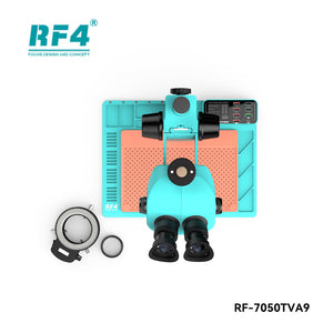 RF4 RF-7050TVA9 7X-50X Synchronous Zoom Trinocular Stereo Microscope with USB Charging Station