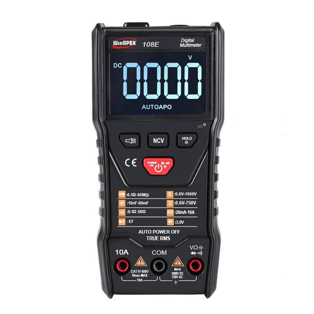 Winapex 108e 6000 Counts True Rms Digital Multimeter Automatic Voltage Current Resistance Meter With Lcd Screen