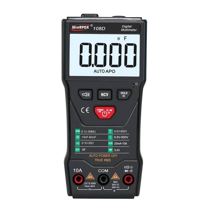 Winapex 108d Digital Multimeter Auto True Rms 5999 Mearuring Ac/dc Voltage Current Ohm Ncv Capacitance Meter Backlit Flashlight