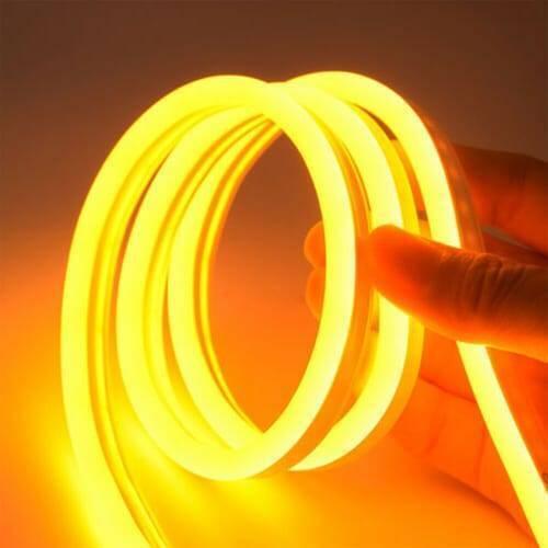 12v Yellow Neon Flexible Strip Light 1m Waterproof Smd 5050 Rope String Silicone Lamp Outdoor Lighting