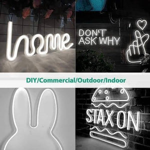12v White Neon Flexible Strip Light 1m Waterproof Smd 5050 Rope String Silicone Lamp Outdoor Lighting