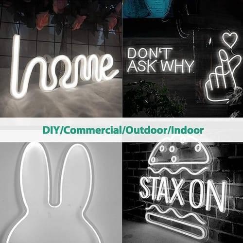 12v White Neon Flexible Strip Light 1m Waterproof Smd 5050 Rope String Silicone Lamp Outdoor Lighting