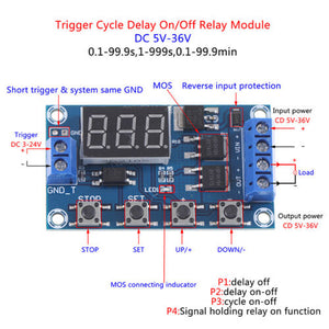 Dc 5-30v Dual Mos Led Digital Time Delay Relay Switch Module Circuit Board