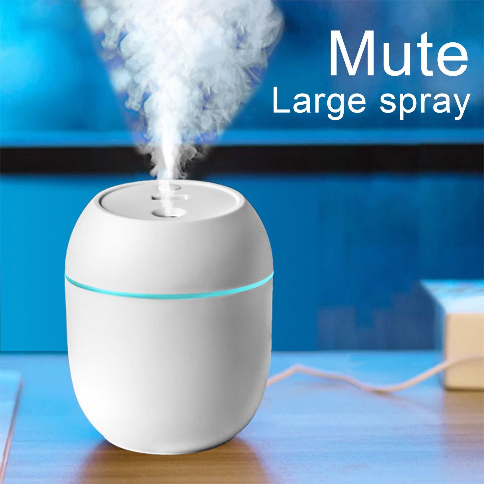 Air Humidifier Usb Small 220 Ml Mini Portable Cool Mist Diffuser For Bedroom Office Desk Car Travel Atomizer,white