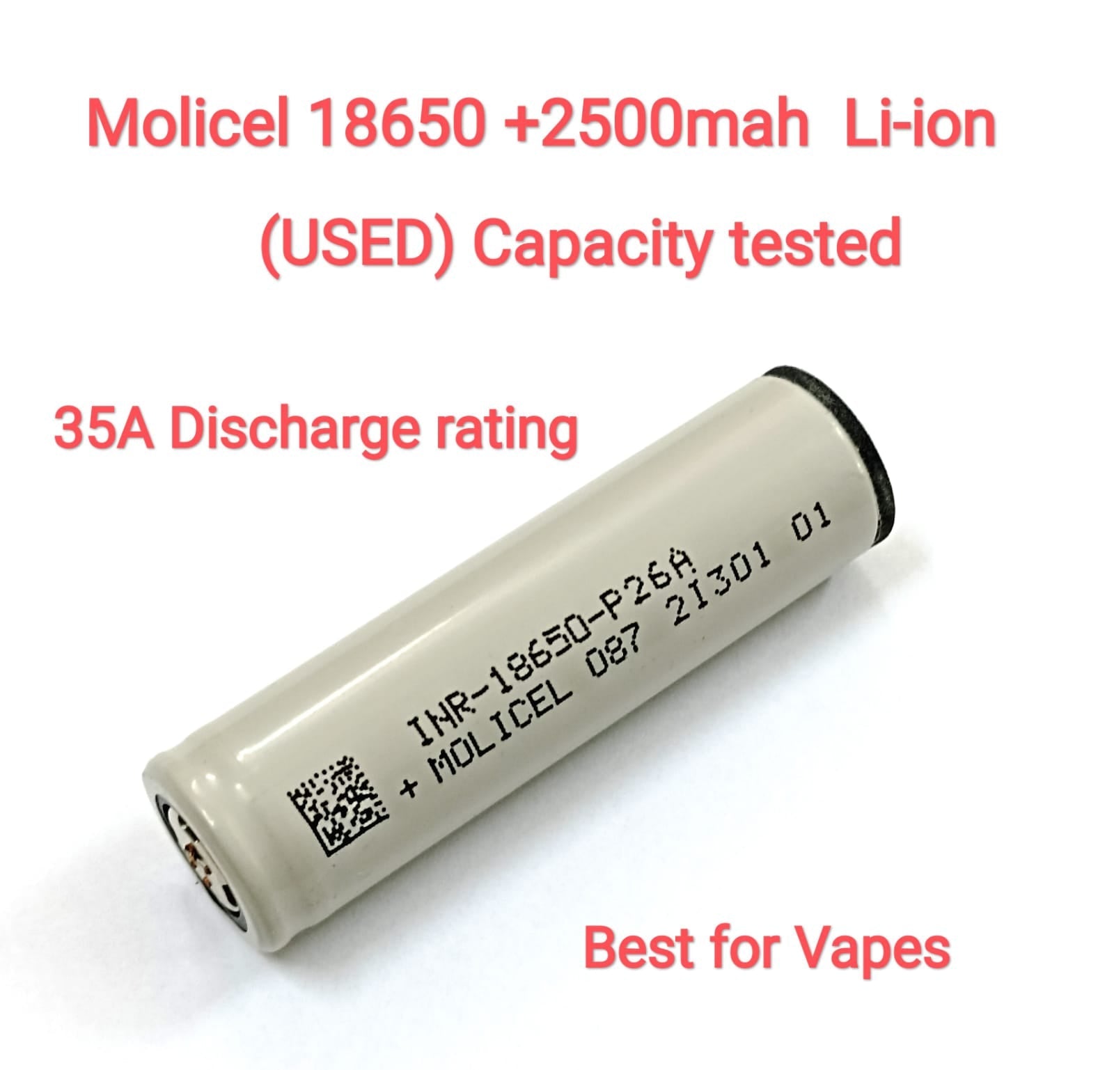 A Used Powerful And Long-lasting Battery Molicel 18650 Li-ion Battery +2500mah