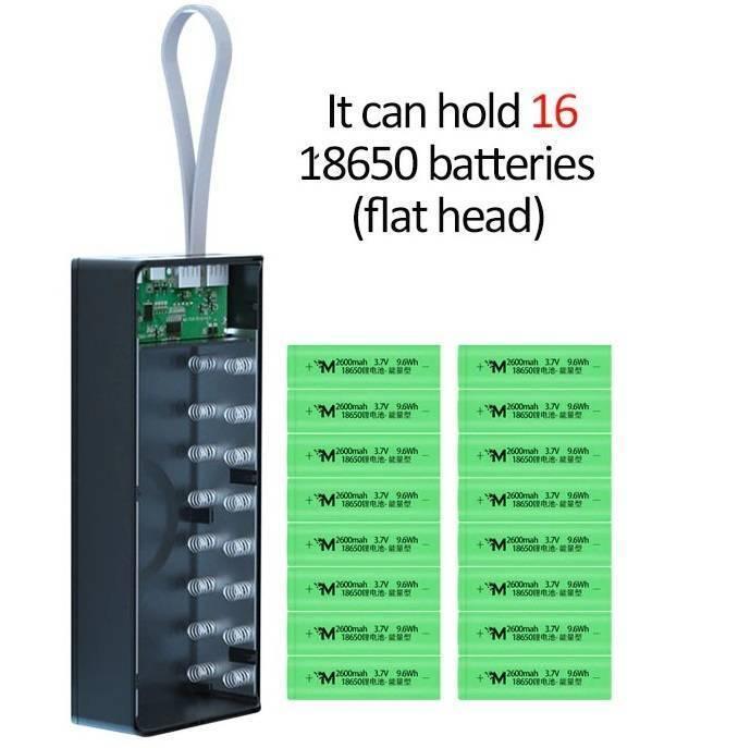 16*18650 Battery Storage Box Pd Qc3.0 Quick Charge Diy Power Bank Box Case Without Cell