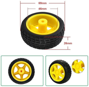 1 Piece Tt Motor Rubber Tires Dia 68mm Width 26mm Geared Tyre For Diy Rc Cars Wheels Model Robot Tire Plastic Wheel Rim Hub