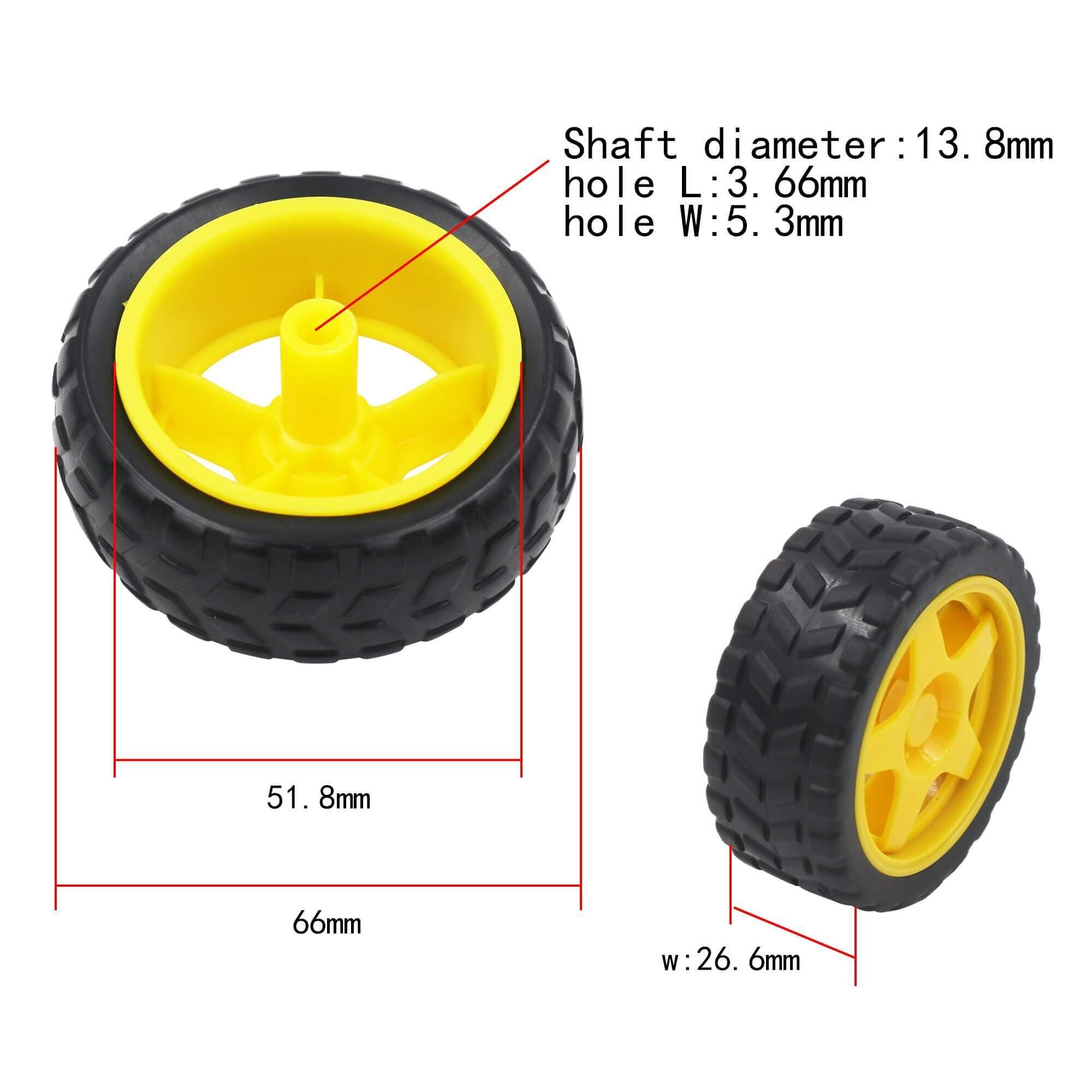 1 Piece Tt Motor Rubber Tires Dia 68mm Width 26mm Geared Tyre For Diy Rc Cars Wheels Model Robot Tire Plastic Wheel Rim Hub