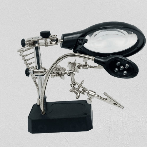 TE 800 Magnifying Glass 5 Led Auxiliary Clip Magnifier 3 In 1 Hand Soldering Solder Iron Stand Holder Station