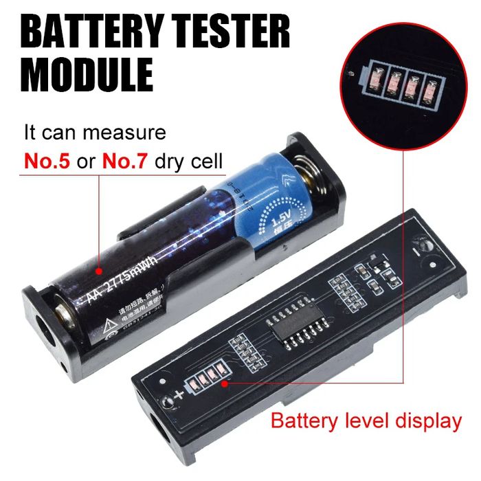 1.5v Battery Tester For Aa Aaa High Precision Capacity Battery Detector With 4 Indicator Lights