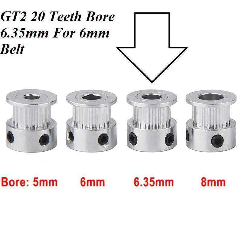 Gt2 20 Teeth Timing Pulley Bore 6.35mm Shaft Aluminum Pulley For 6mm Belt 3d Printer Parts For Nema23