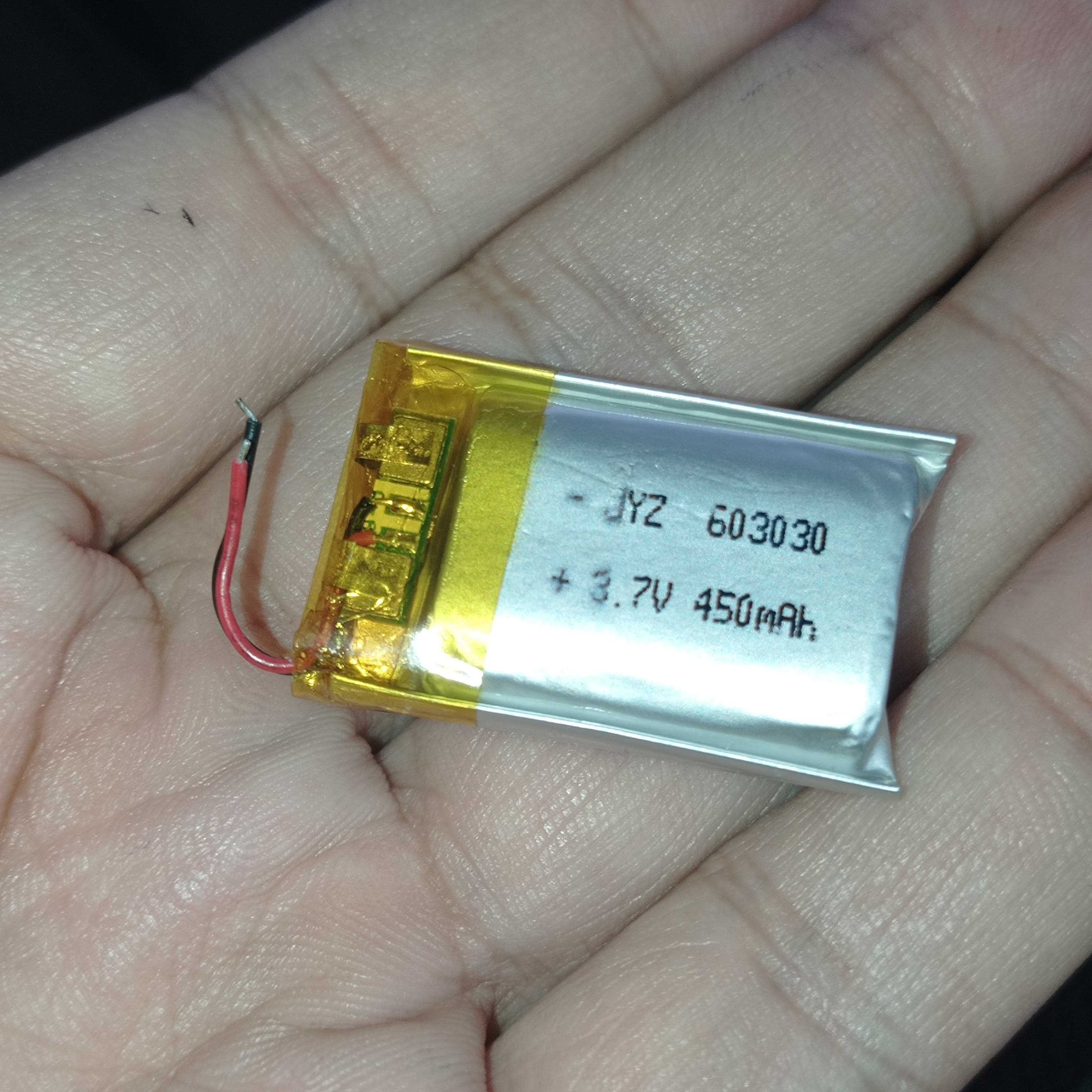 20mm x 30mm x 8mm 3.7v 450ma Li Ion Battery