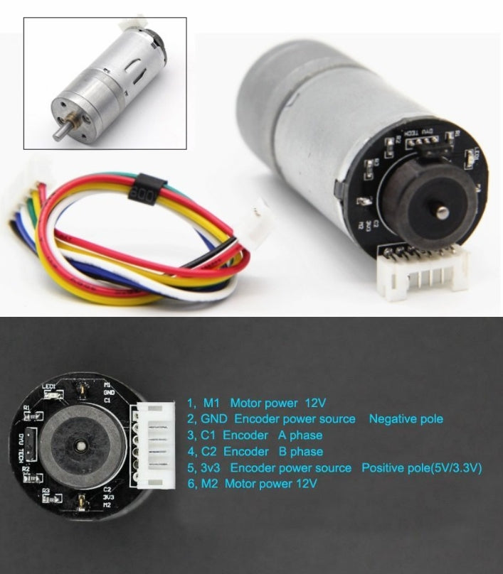 25ga370 12v 280rpm Dc Gear Motor With Encoder (high Torque Geared Motor)