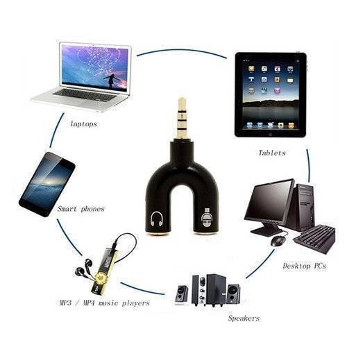 3.5mm Audio Jack To Headphone Microphone Splitter Converter Adaptor