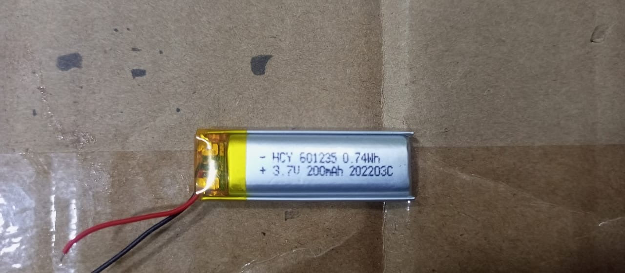 3.7V 200mAh Li-Ion Battery (Model: 601235) – Compact Power Solution for Portable Devices