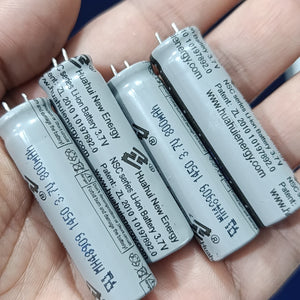Stock Lot 3.7V 800mAh Lithium Battery 14mm x 50mm 2-Pin Rechargeable (Li-ion Cylindrical Cell)