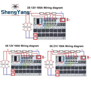 3.7v 18650 3s 4s 5s Bms 100a Bms Li-ion Lmo Ternary Lithium Battery Protection Circuit Board Balance Charging Module