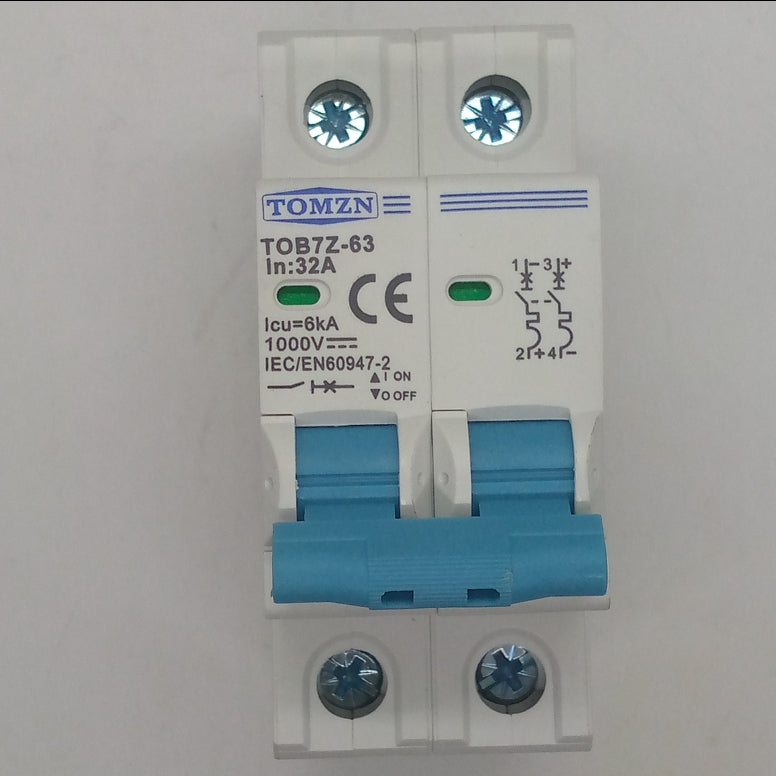 32a Tomzn Tob7z-63 2p Dc 1000v Solar Circuit Breaker - Reliable Protection For Solar System