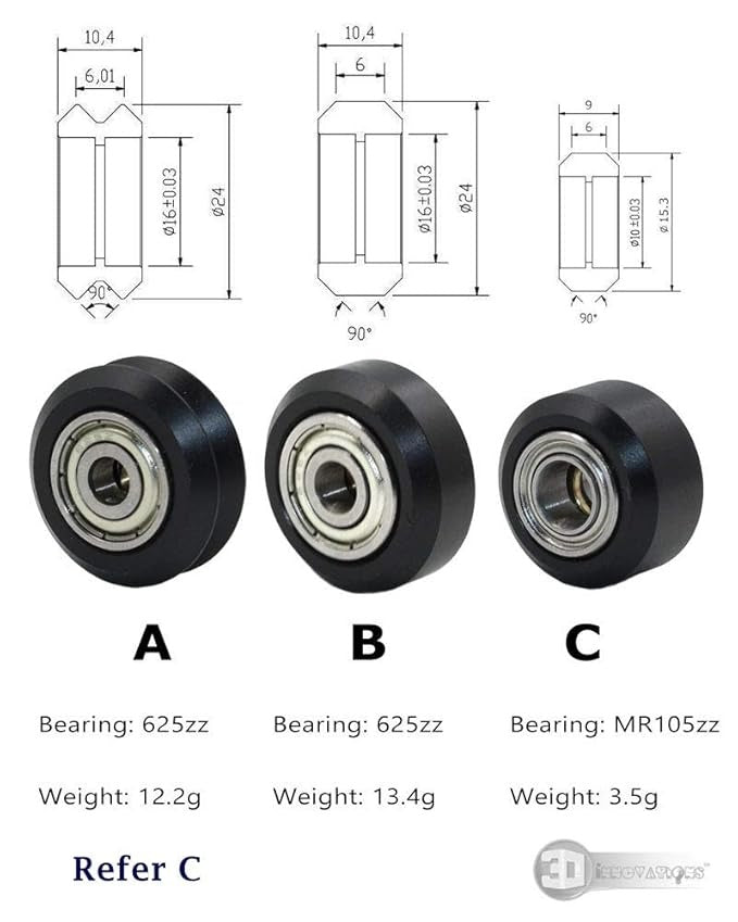 3dinnovations Openbuilds Pom Plastic Wheel Mini V With 105zz Bearing