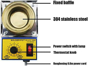 ZTX 160W-Soldering Desoldering Pot, Wax Burner, Boiler Size 50x35 MM, AC220V-50Hz with adjustable Temperature range 100-550°C