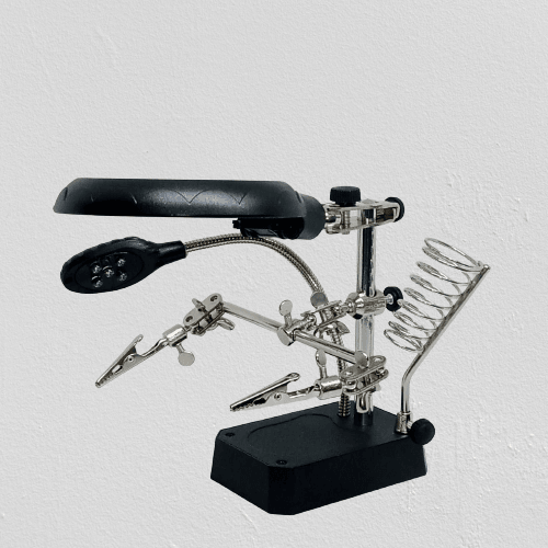 TE 800 Magnifying Glass 5 Led Auxiliary Clip Magnifier 3 In 1 Hand Soldering Solder Iron Stand Holder Station