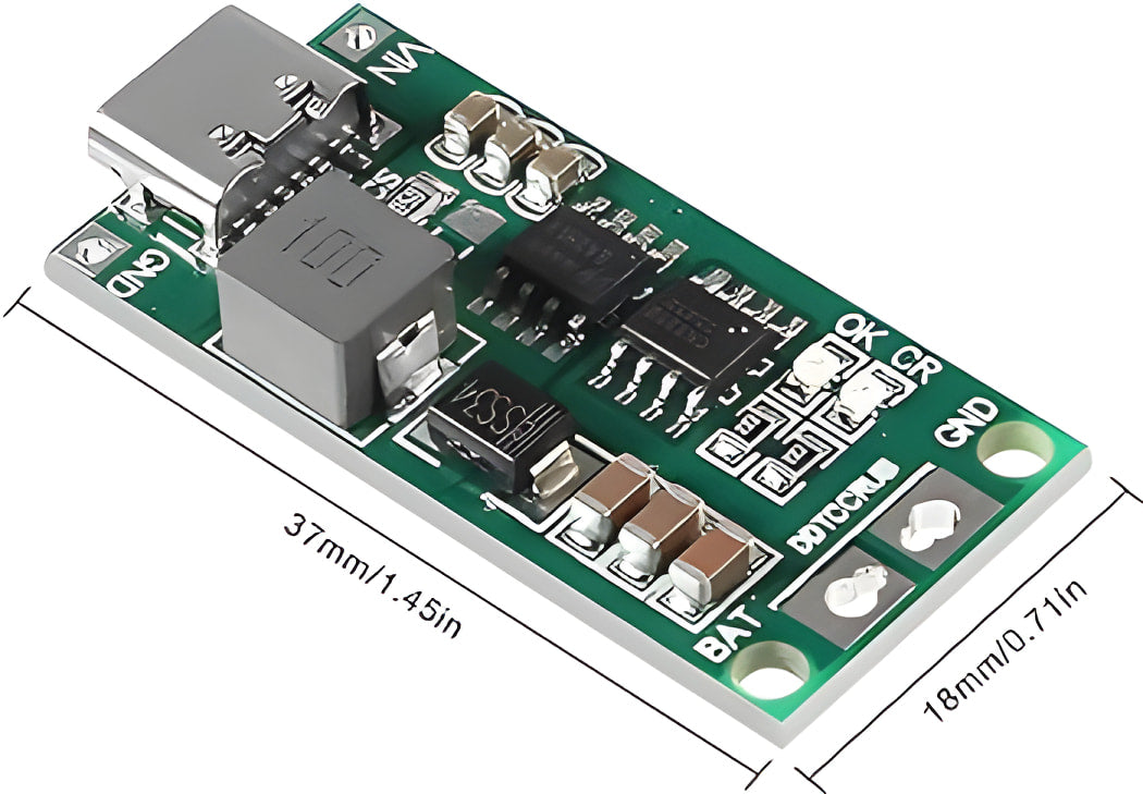 4A 3S Type C 11.1V Step-Up Boost LiPo Polymer Li-Ion Charger 12.6Vdc 18650 Lithium Battery