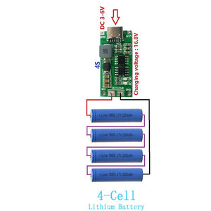 4S Type C 16.8V Step-Up Boost LiPo Polymer Li-Ion Charger 14.8Vdc 18650 Lithium Battery