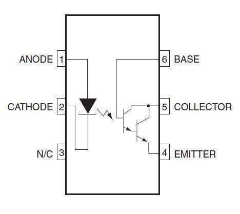 4n33 Optocoupler, Photodarlington Output, High Gain, With Base Connection