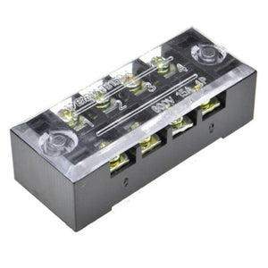 600V 15A 4P Dual Rows Covered Barrier Screw Terminal Block Strip connector