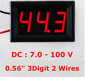 2 Wire Dc 7-100v 0.56" Mini Digital Red Led Display Volt Meter Voltmeter Voltage Meter Panel, Digital Voltmeter Gauge Volt Indicator Voltage Tester