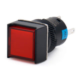 12v Push Button Switch Square Cap No Nc Latching/momentary Led Lamp Red Light 16mm Dpdt 8 Pin