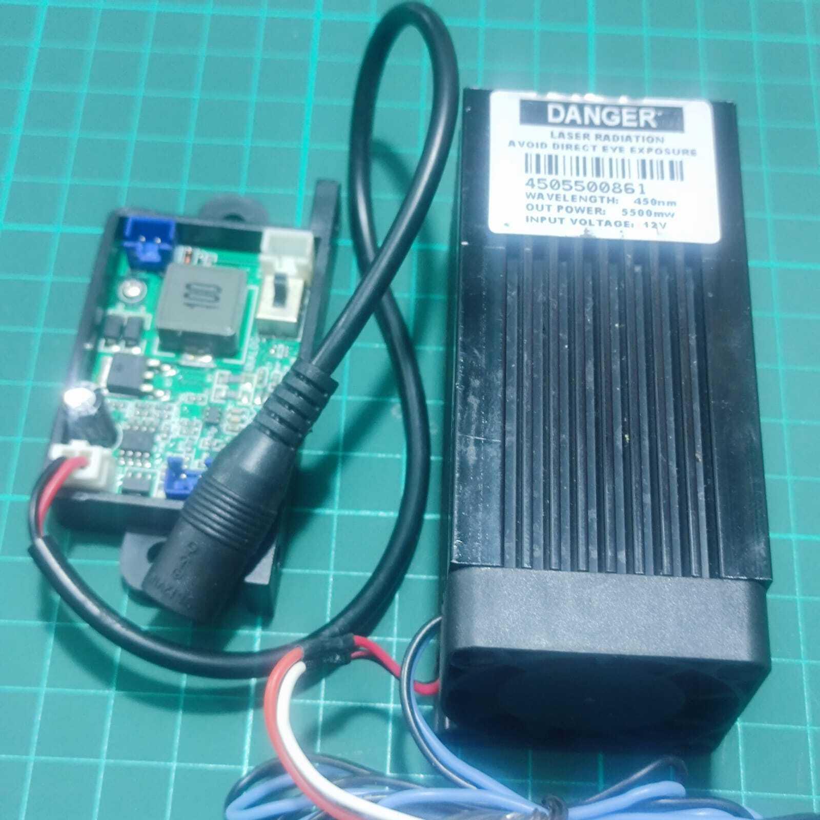 Used 5500mw Laser Module 450nm Blue Laser Head Engraving Cutting Laser Kit 5.5w Laser