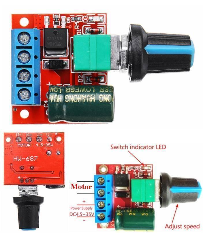 Hw-687 5a Mini Dc Motor Pwm Speed Controller Module Dc Dimmer