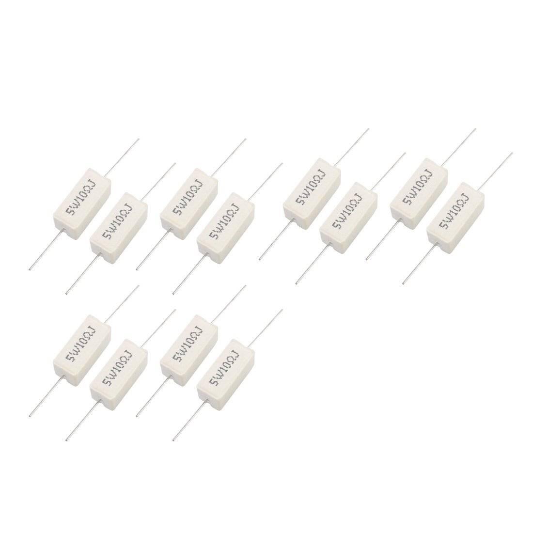 5w 10 Ohm J(+/-5%) Ceramic Cement Power Resistor White