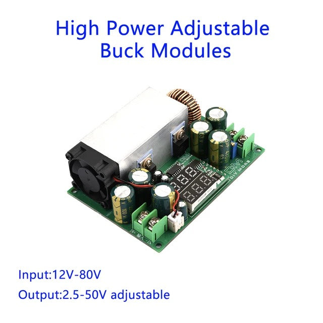 600w Dc-dc Step Down Power Supply Module With Fan 12v-80v | Adjustable Output 2.5v-50vg