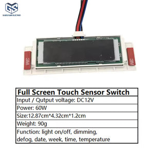 60w 12v Lcd Display Time Temperature Date Touch Inductor Defogger Touch Sensor Switch For Bathroom Smart Mirror
