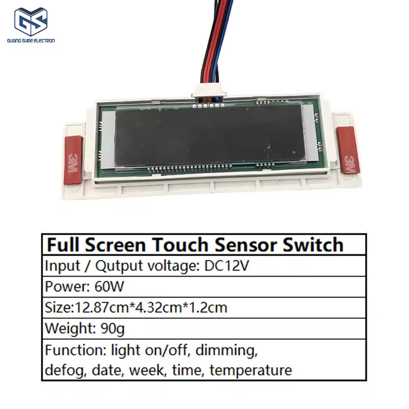 60w 12v Lcd Display Time Temperature Date Touch Inductor Defogger Touch Sensor Switch For Bathroom Smart Mirror
