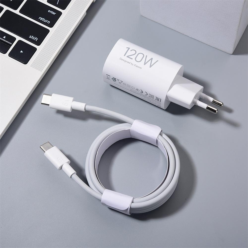 120w Original Xiaomi Turbo Fast Charger Eu Hypercharge Adapter With 6a C To C Cable