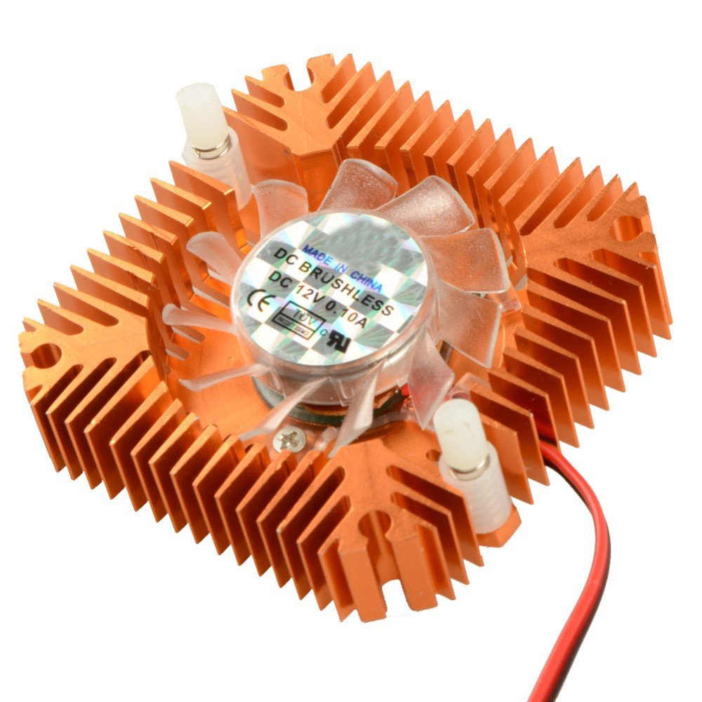Centiot - 2 Pin Graphics Cards Cooling Fan Aluminum Heatsink Cooler Fit For Personal Computer Cpu Gpu And Peltier (55mm 2pin Gold)