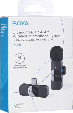 By-v10 Boya Wireless Lapel Microphone System, Usb C Omnidirectional Condenser Microphone For Youtube Tiktok Instagram Facebook Live Streaming And Vlog Recording