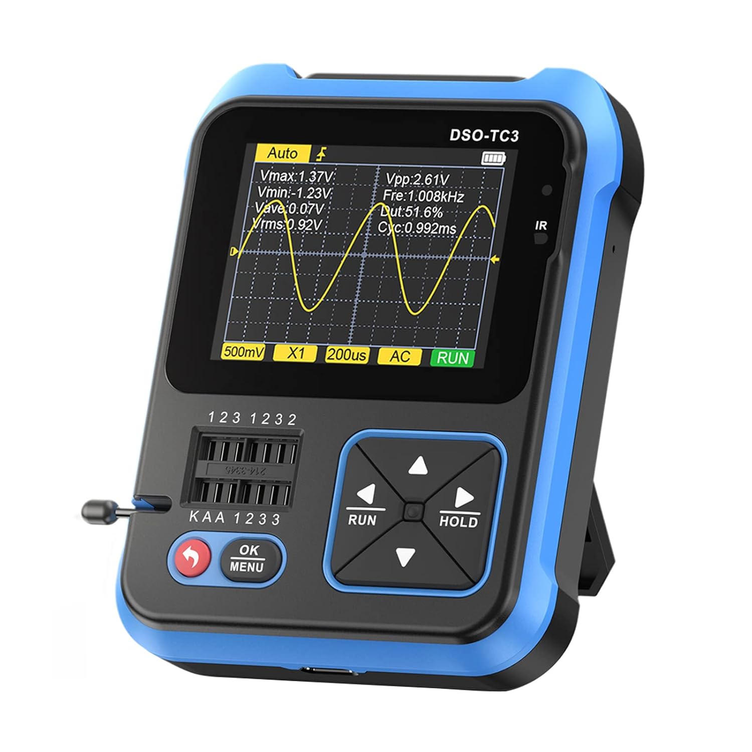 Fnirsi® Dso-tc3 3-in-1 Handheld 500khz 10ms/s Digital Oscilloscopes Signal Generator Transistor Tester
