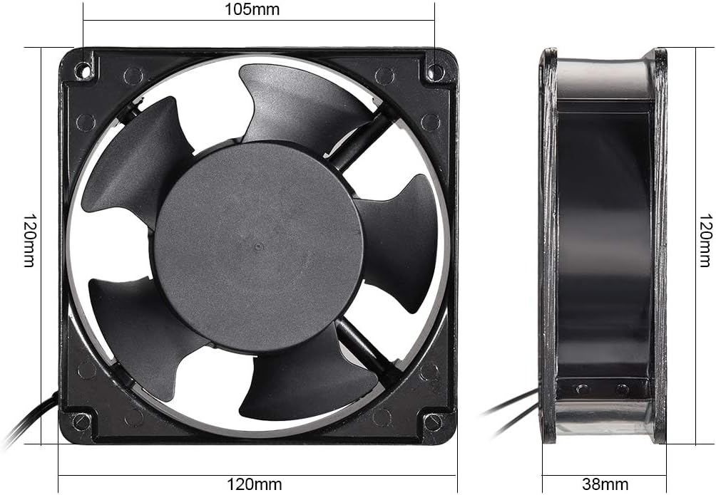 220V Cooling Fan 120mm x 120mm x 38mm 0.14A Dual Ball Bearings 4.75 Inch Fan