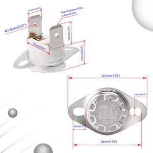 Ksd301 190°c Normally Closed Thermostat Thermal Temperature Switch Nc