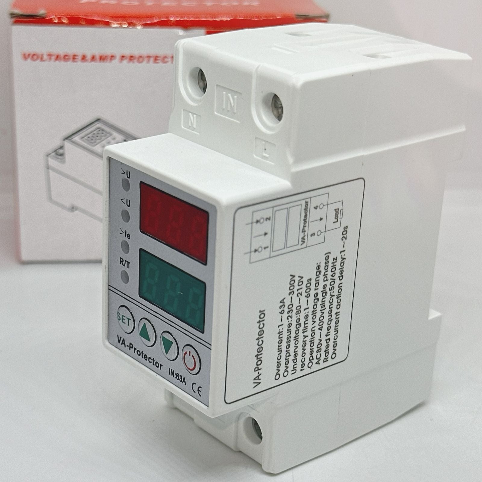63a 230v Adjustable Over Under Voltage Protector Voltage Ampere Relay Protection Breaker With Over Current Protector | Digilog.pk