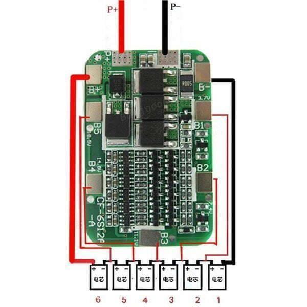 6s Bms 22.2v 12a Lithium Battery 6 Cells 18650 Charging Charger Protection Board Module