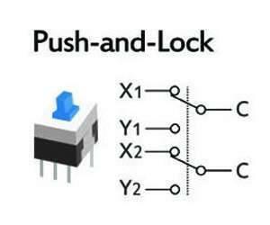 6 Pin Push Lock Button 7x7 Pcb Mount Dpdt Switch